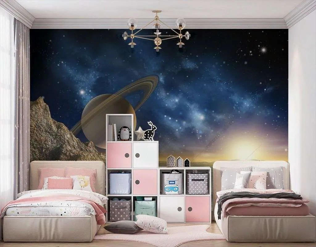 Фотообои в интерьере планета сатурн  9-1602 фото