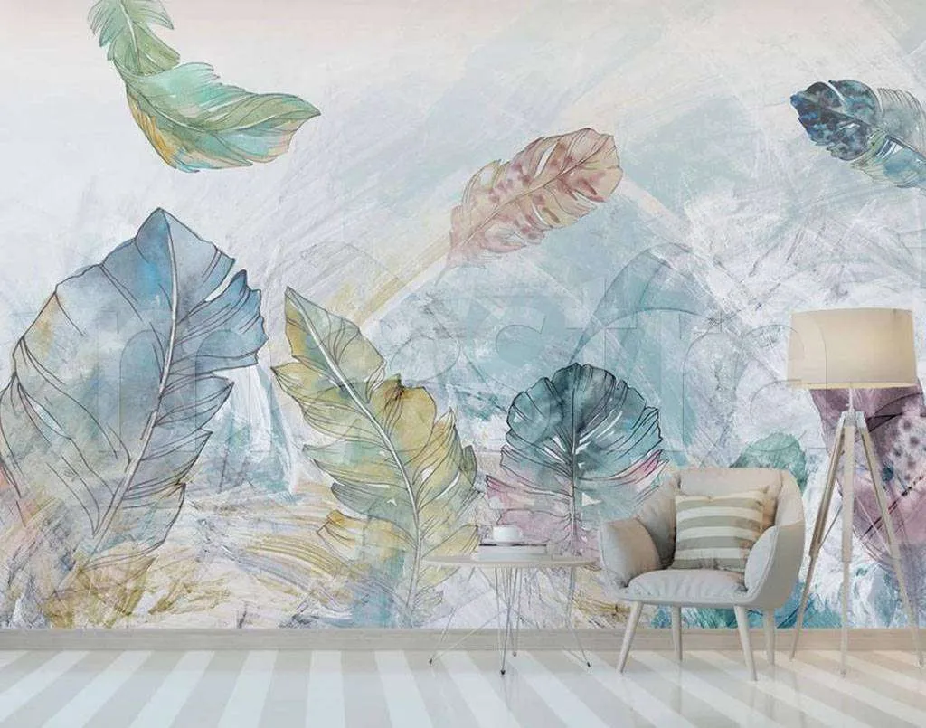 Фотообои Бесшовные обои на стену:  Абстракция с перьями. Артикул: 15-484  