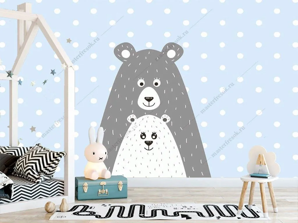 Фотообои в интерьере мишки вдвоем  12-892 фото