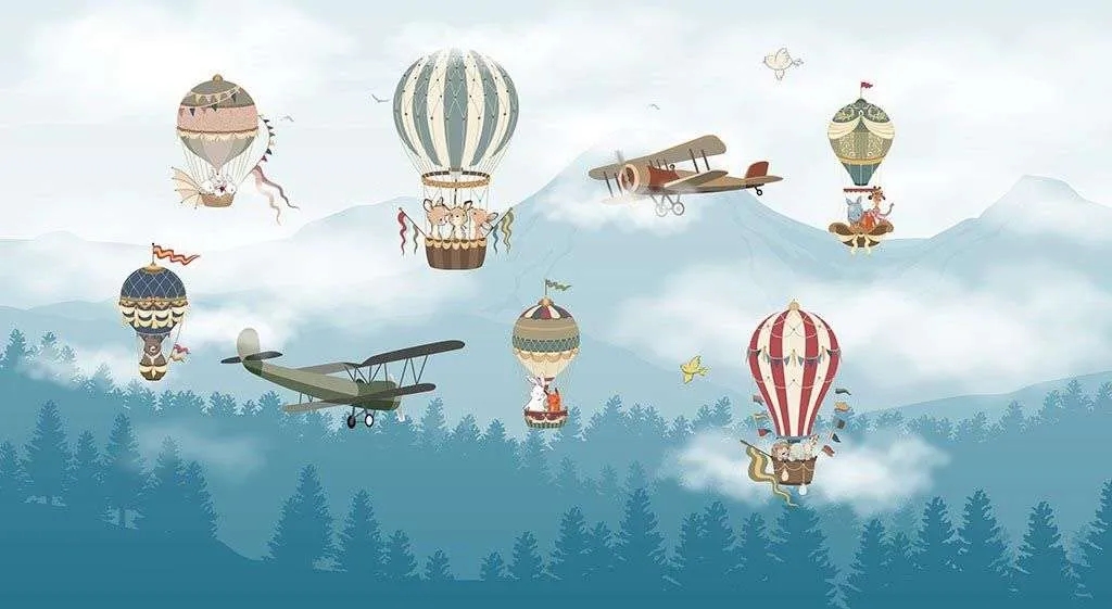 Фотообои в интерьере дирижабли в небе  14-397 фото