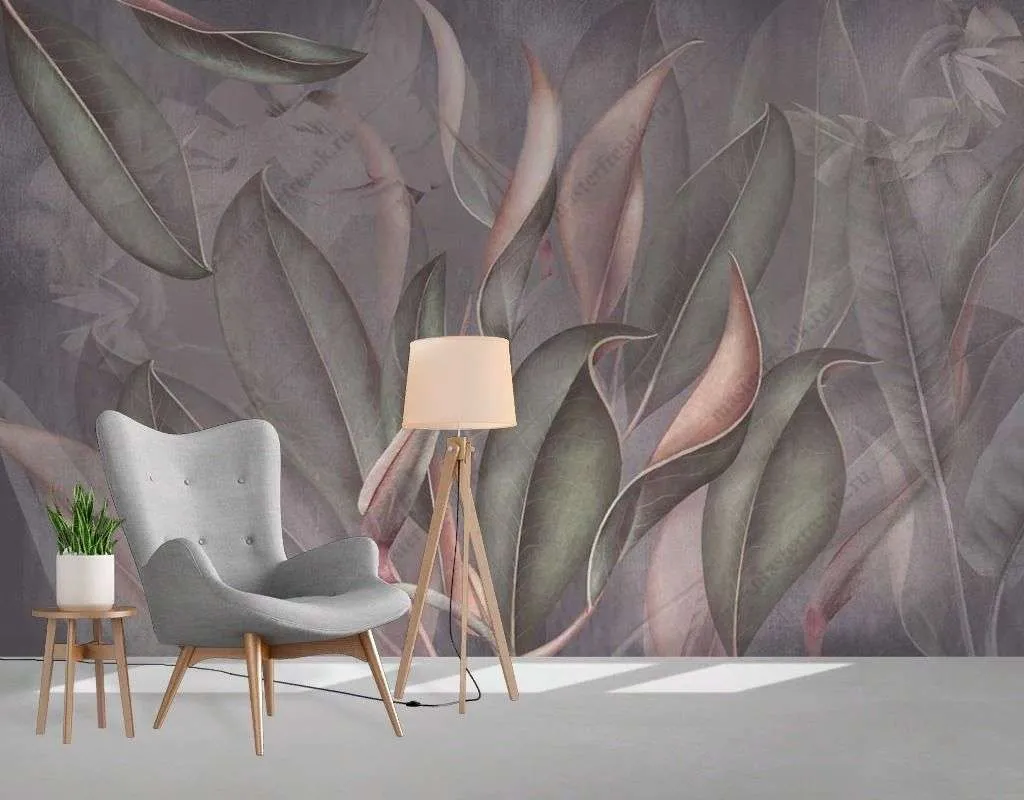 Фотообои в интерьере пальмовые листья  13-396 фото