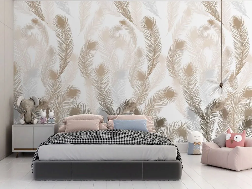 Фотообои в интерьере перья коричневые   14-752 фото