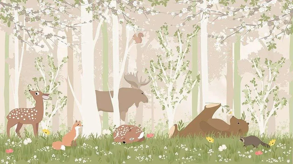 Фотообои в интерьере животные в лесу  12-1599 фото