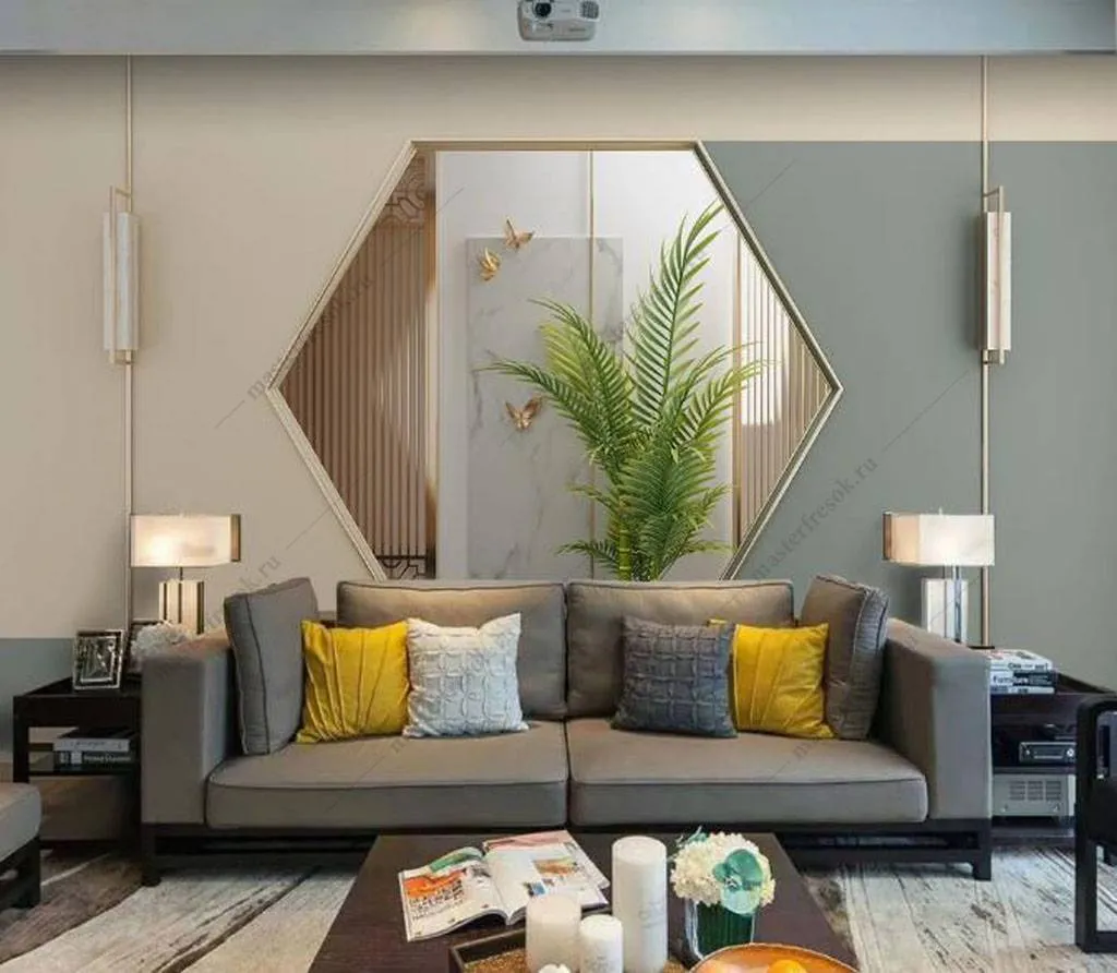 Фотообои Многоугольное дизайнерское зеркало  16-050