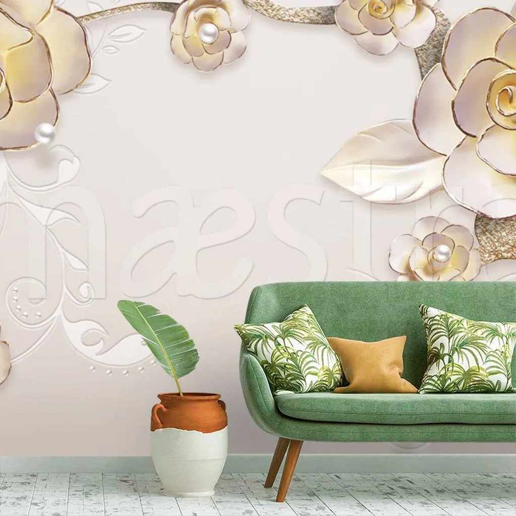 Фотообои 3д розы золотые  10-594