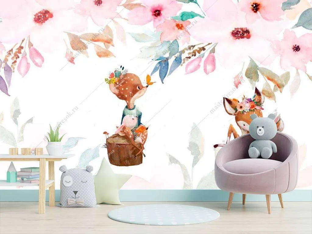 Фотообои в интерьере оленята  14-017 фото