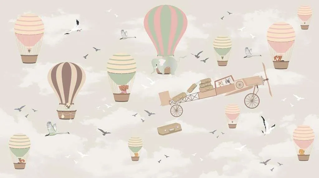 Фотообои в интерьере самолет и воздушный шар  12-959 фото