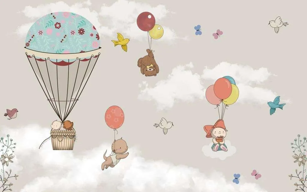 Фотообои в интерьере зверята на шарах  14-399 фото