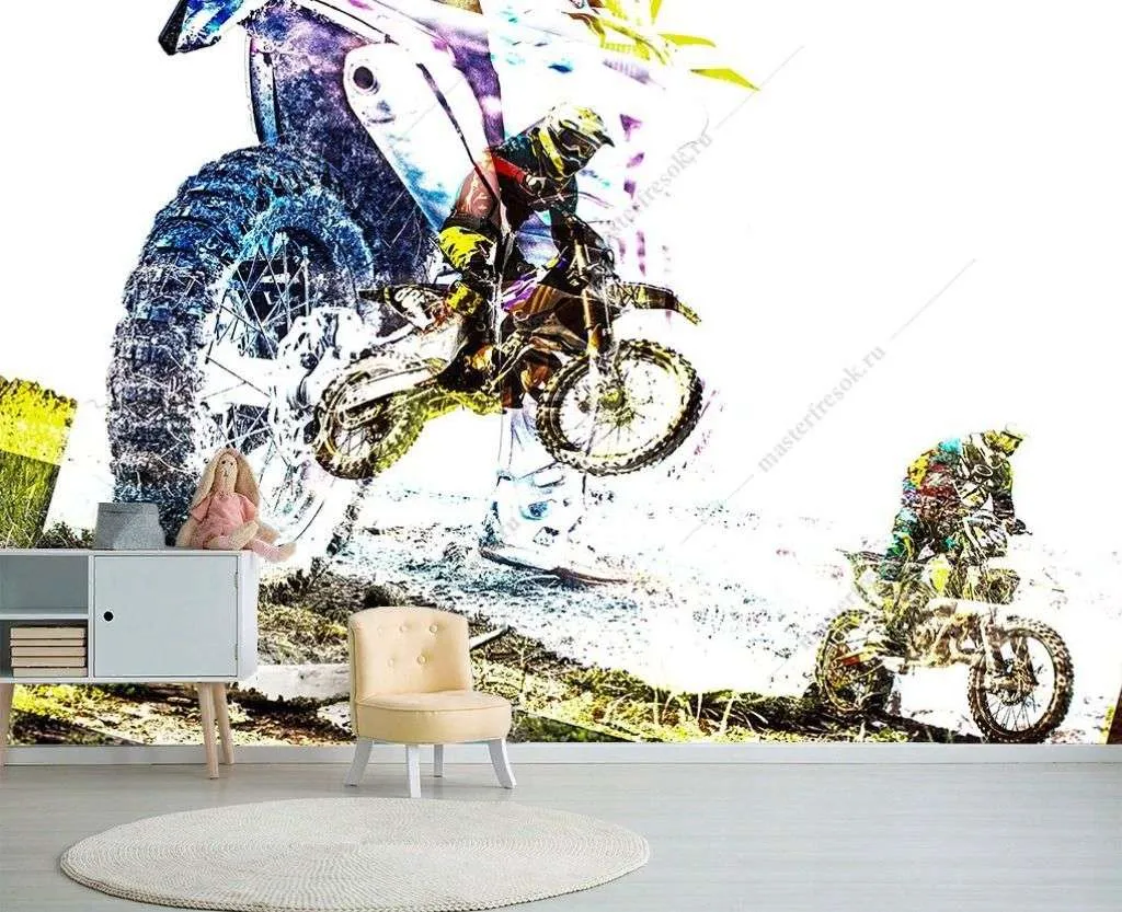 Фотообои в интерьере мотокросс  12-1407 фото