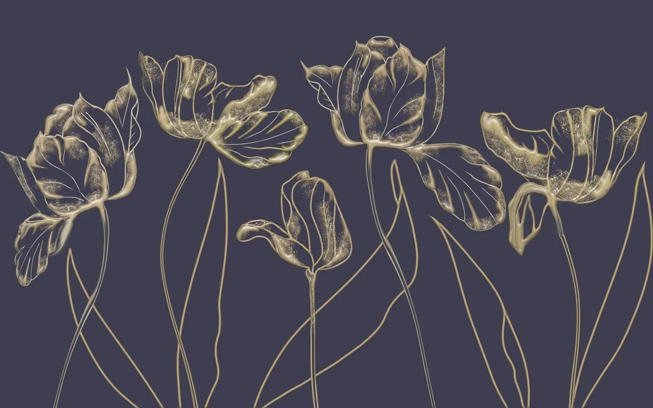 Фотообои в интерьере тюльпан на чёрном фоне  13-530 фото