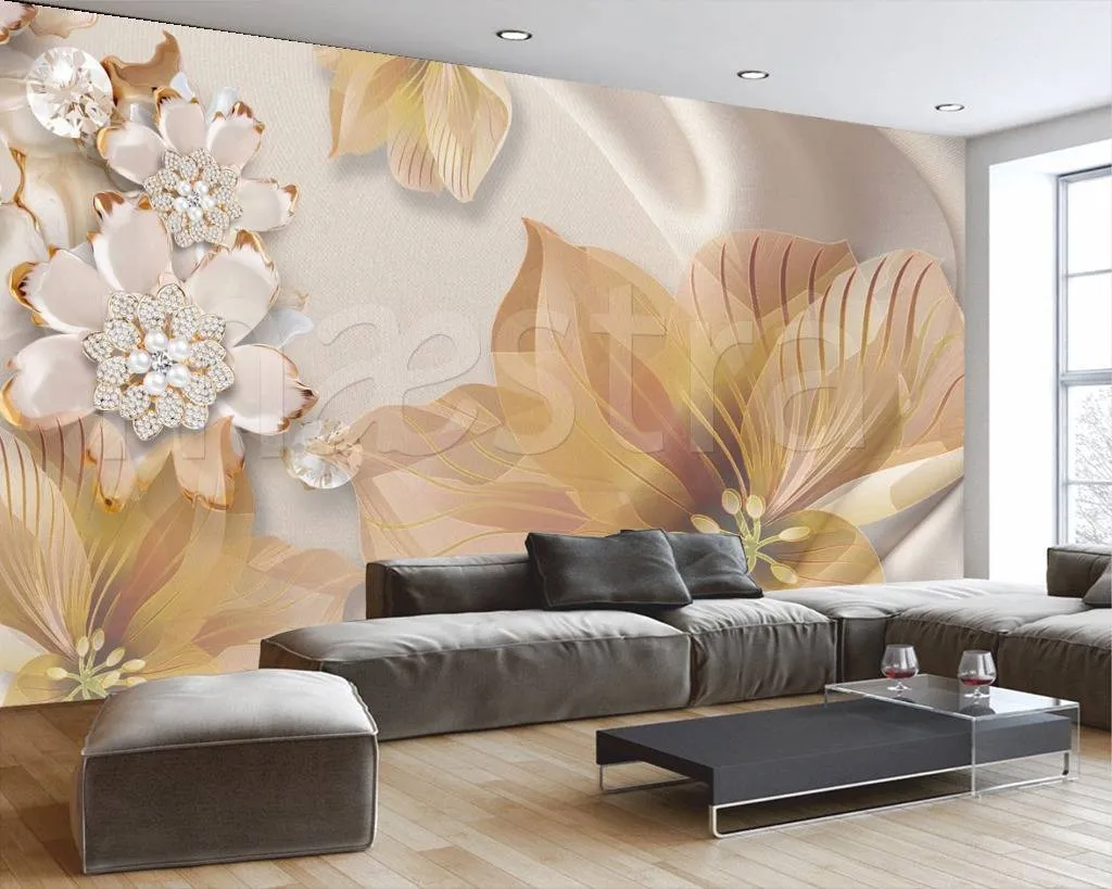 Фотообои в интерьере 3д цветы стерео  10-576 фото