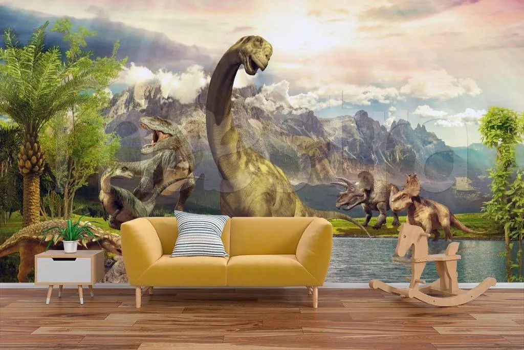 Фотообои Динозавры у озера  12-380