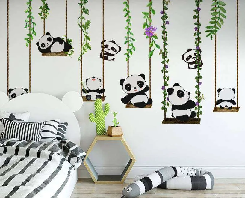 Фотообои Панды катаются на качелях  15-142