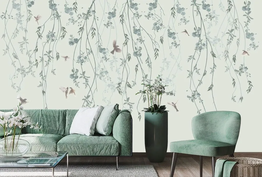 Фотообои Ветви сверху и птички  13-711