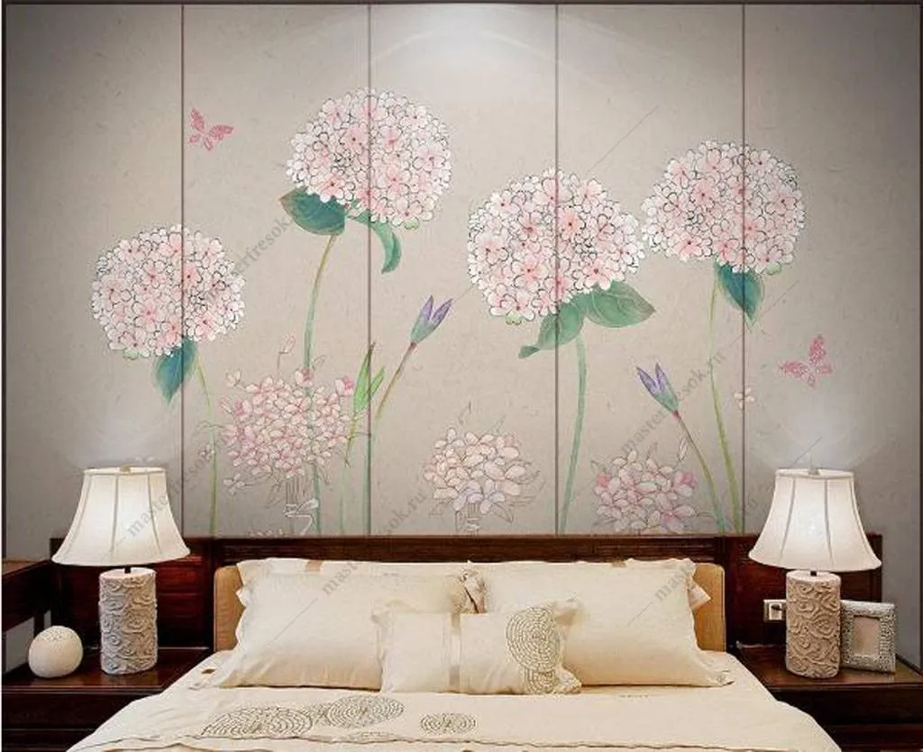 Фотообои в интерьере гортензия  15-870 фото