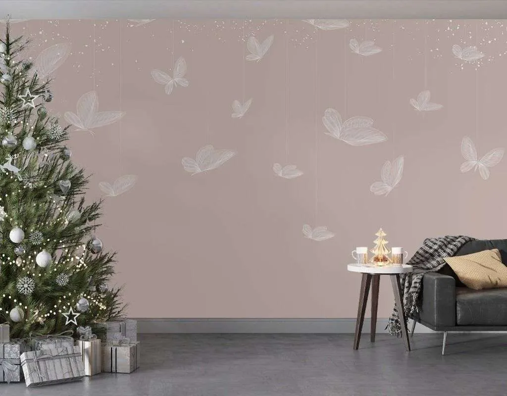 Фотообои в интерьере бабочки белые  9-2098 фото