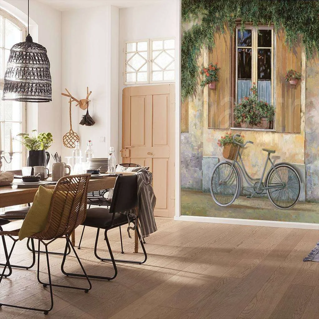 Фотообои в интерьере велосипед у окна  8-013 фото