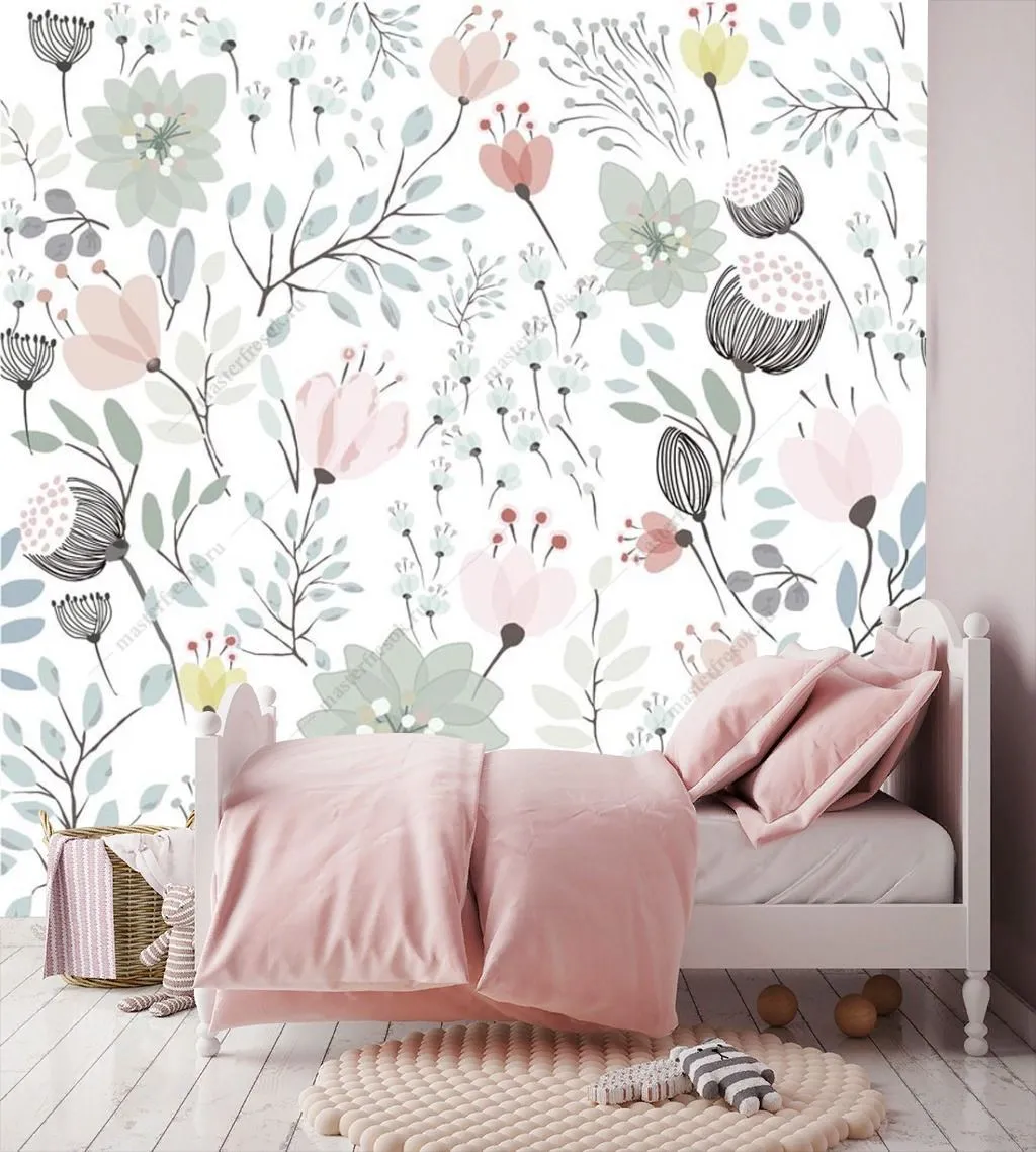 Фотообои Светлый цветочный принт  14-555