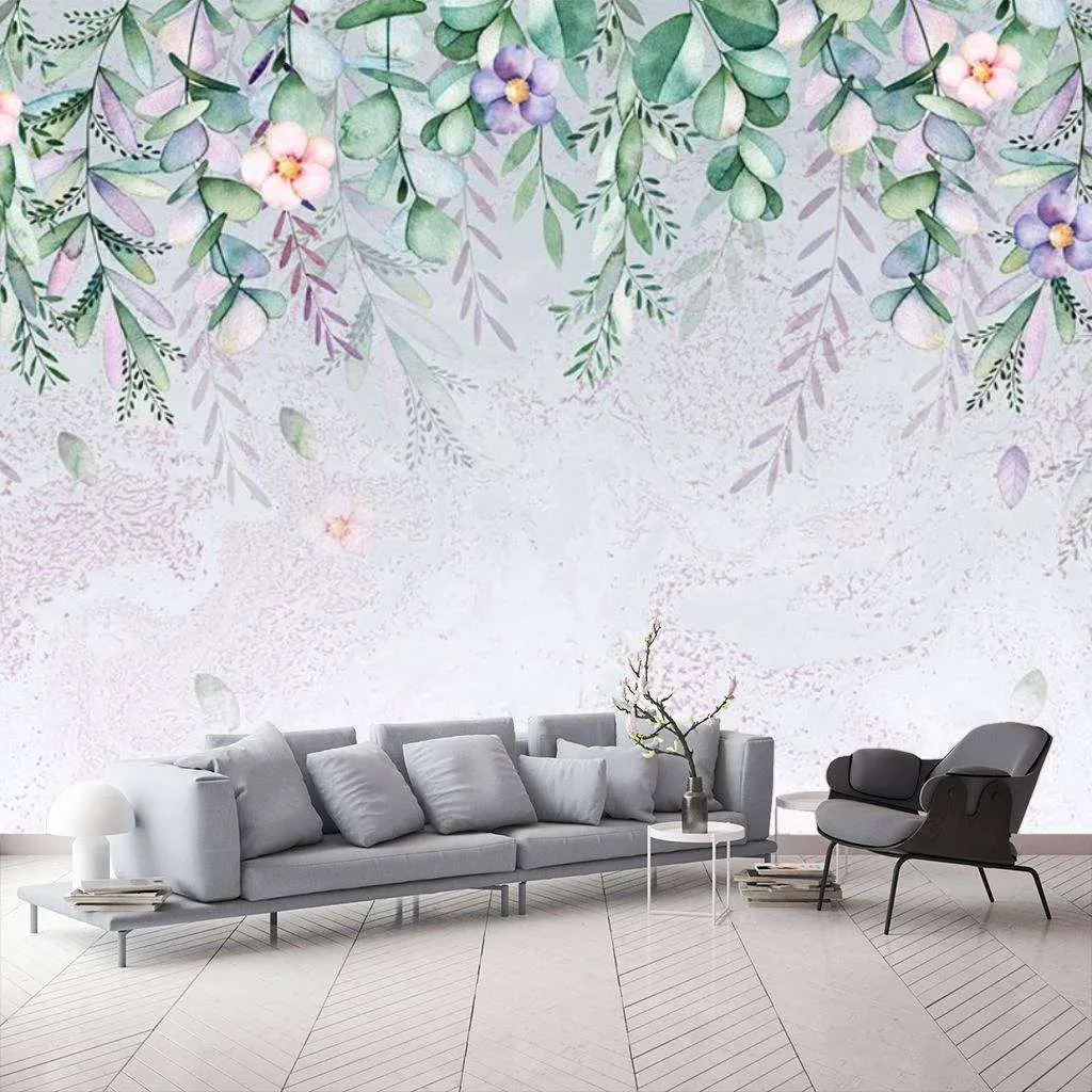 Фотообои в интерьере 3д фон растения  15-471 фото