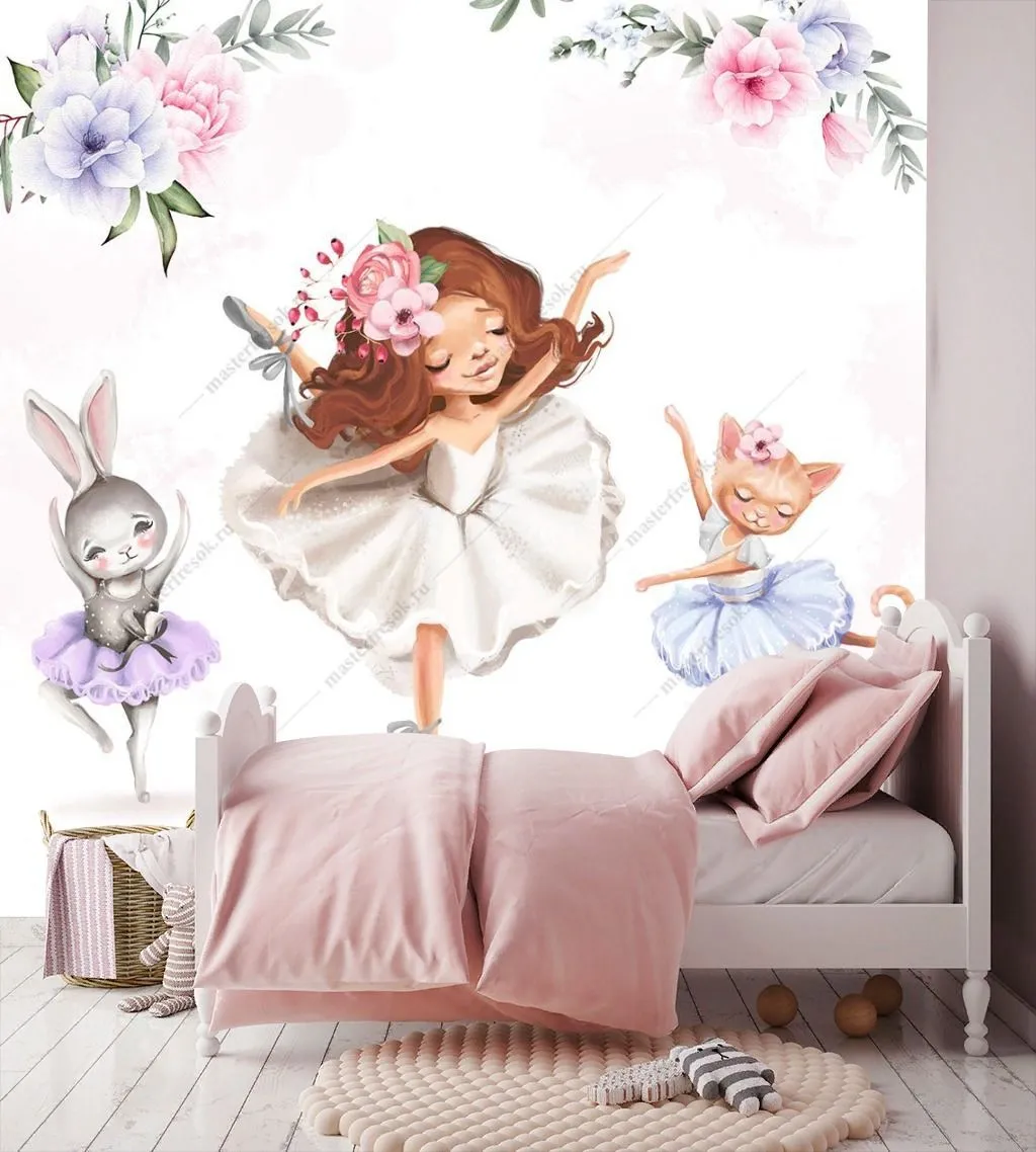 Фотообои Балерина и лисичка с зайчиком  14-649