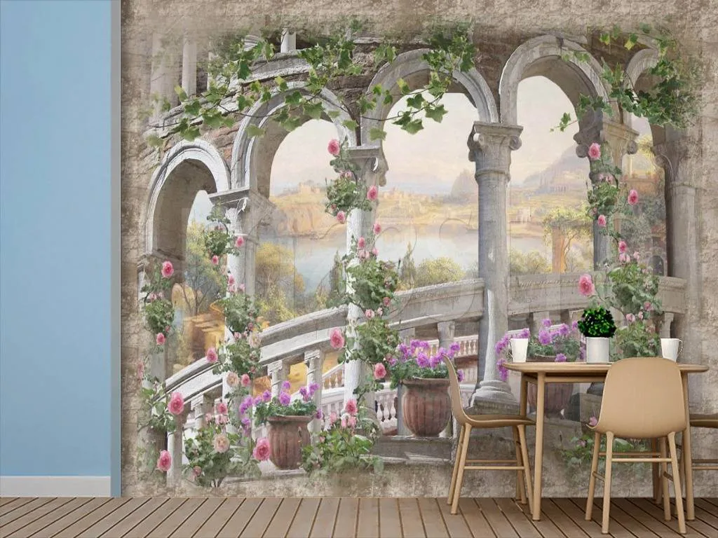 Фотообои в интерьере колонны на балконе  2-062 фото