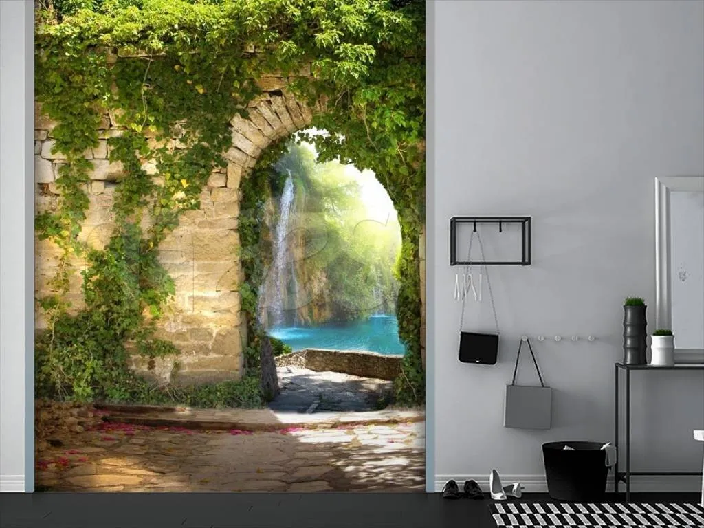 Фотообои в интерьере арка у водопада  5-161 фото