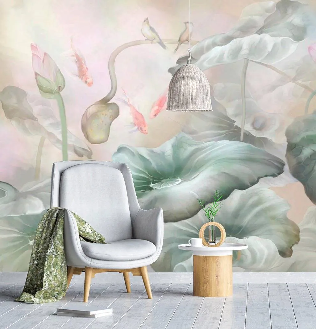 Фотообои в интерьере китайский лотос  13-270 фото