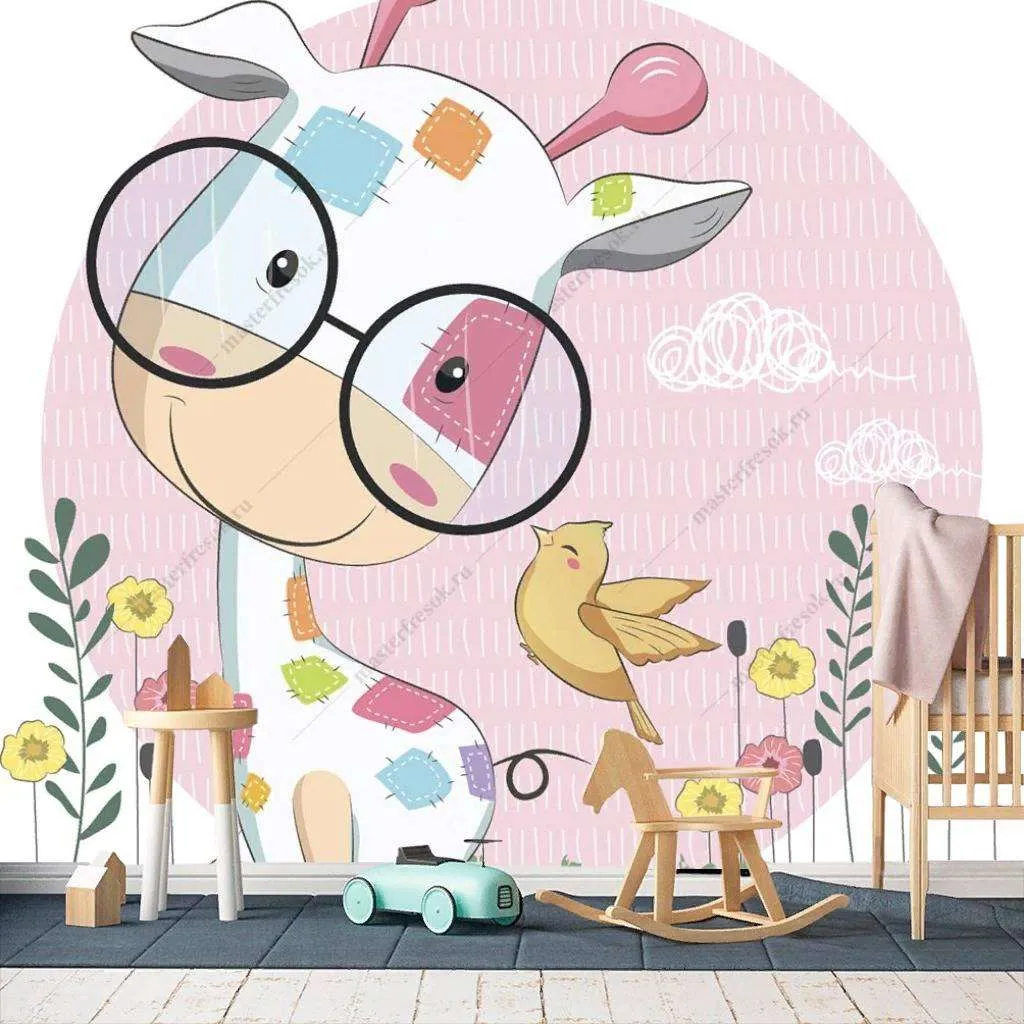 Фотообои в интерьере жираф малыш  12-466 фото