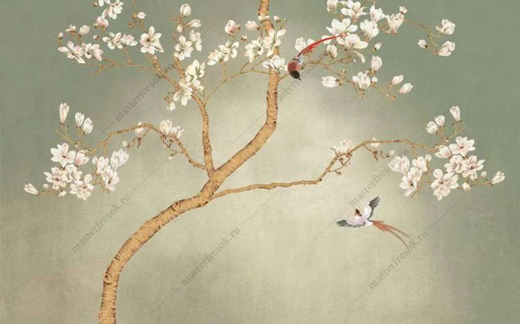 Фотообои в интерьере белая магнолия  15-905 фото