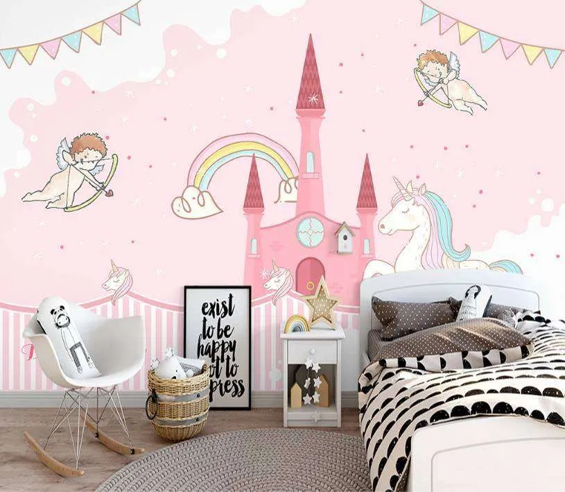 Фотообои в интерьере замок и единорог  15-346 фото