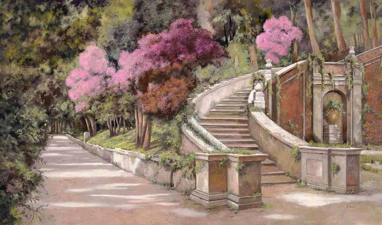 Фотообои в интерьере парк с лестницей вверх  8-018 фото