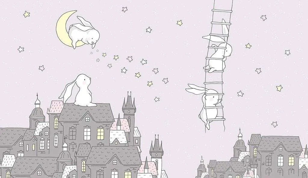 Фотообои в интерьере зайки на крыше  14-231 фото