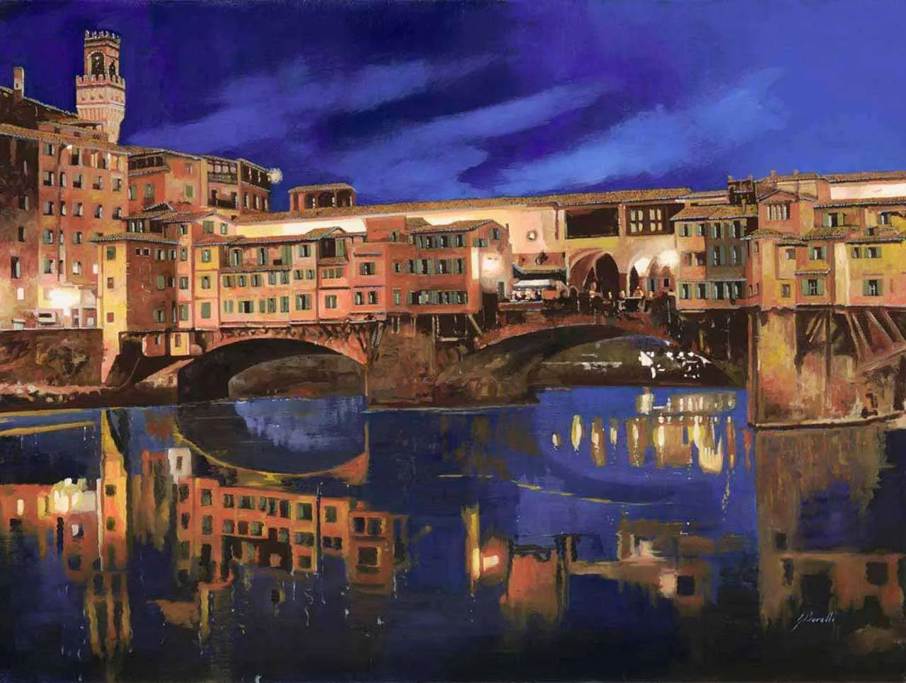 Фотообои в интерьере каналы венеции ночью  8-109 фото