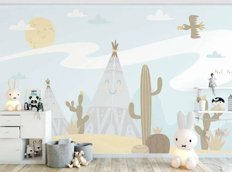 Фотообои в интерьере горы и кактусы  15-134 фото