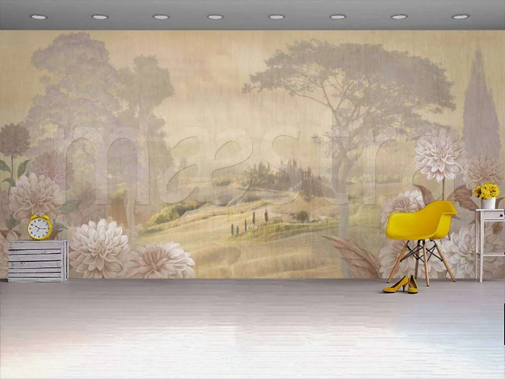 Фотообои в интерьере тропинка вдоль полей  7-448 фото