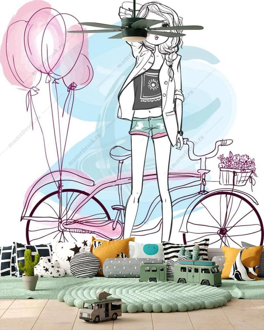 Фотообои в интерьере лето девушки  12-1248 фото
