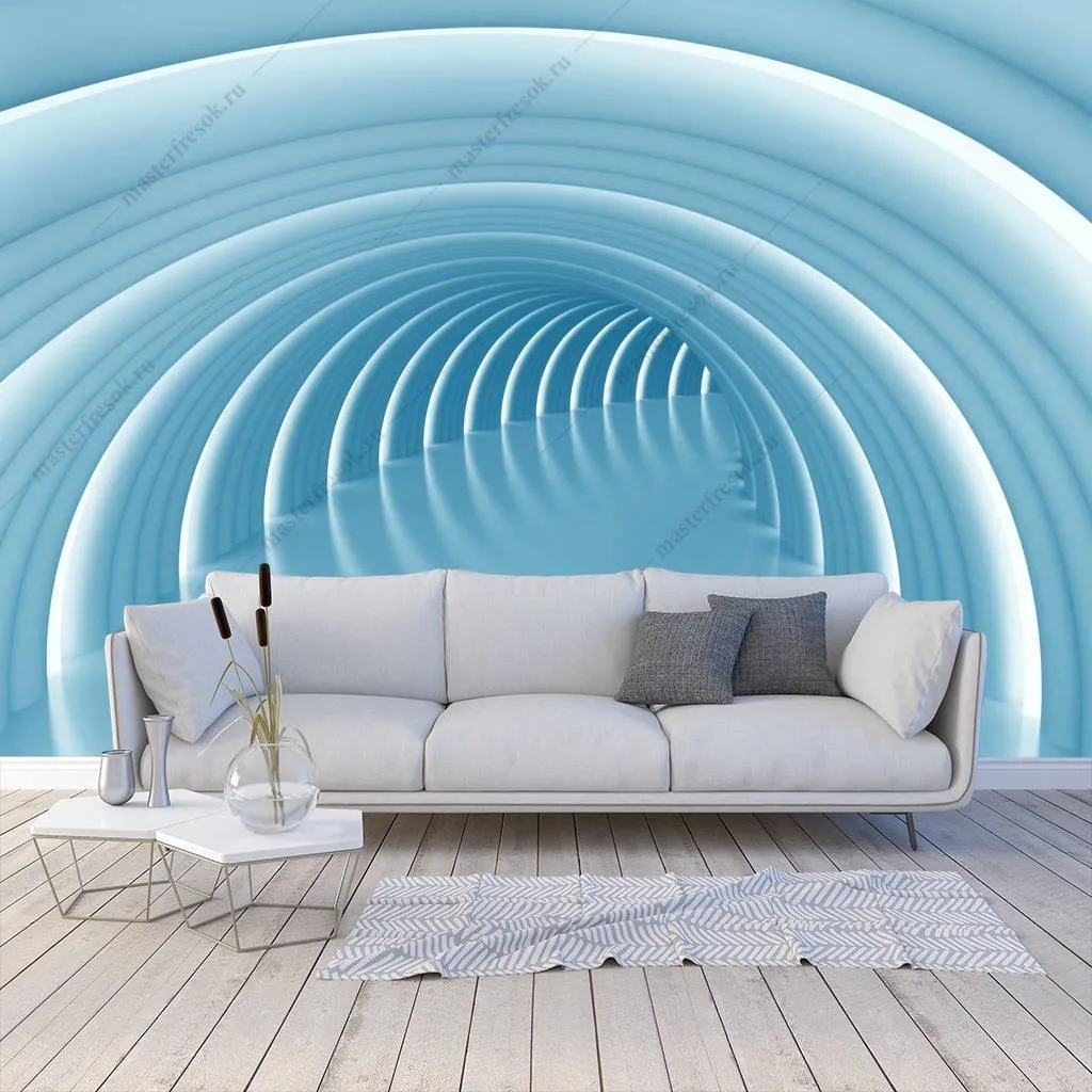 Фотообои 3д голубой тоннель  10-814