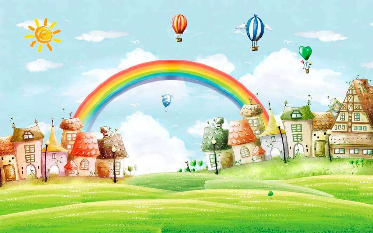 Фотообои в интерьере радуга между городами  12-361 фото