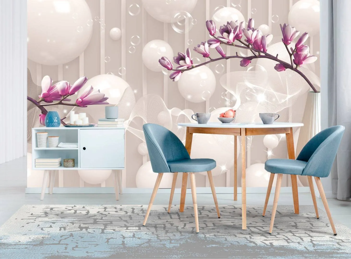 Фотообои в интерьере веточки цветов  10-603 фото