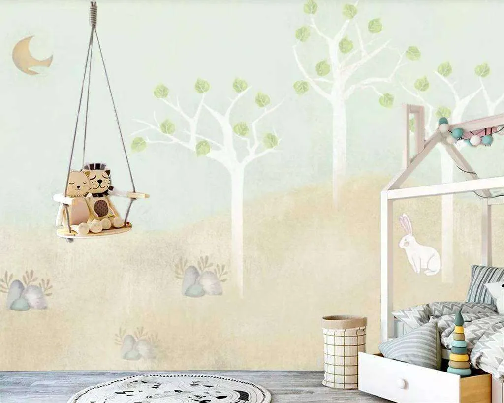 Фотообои в интерьере зайчик в лесу  15-626 фото