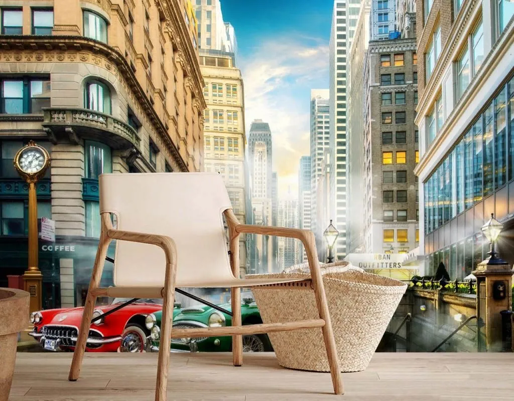 Фотообои в интерьере автомобили в городе  19-0107 фото