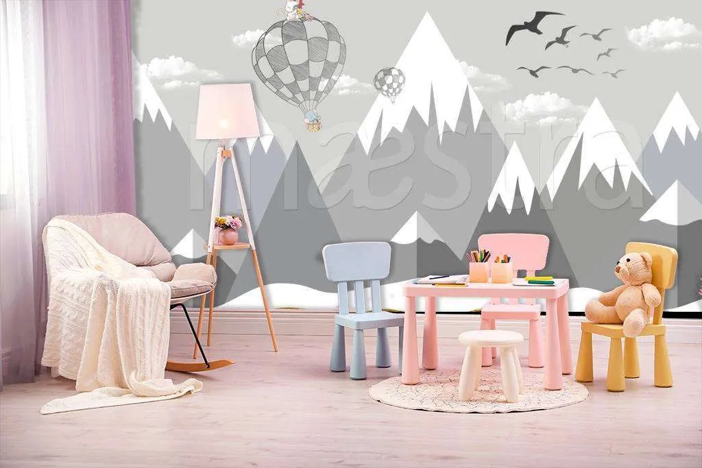 Фотообои в интерьере горы 3д серые  12-443 фото