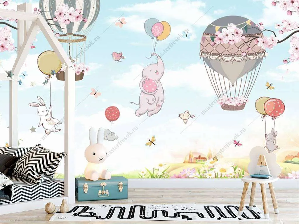 Фотообои в интерьере слоник на шаре  12-956 фото