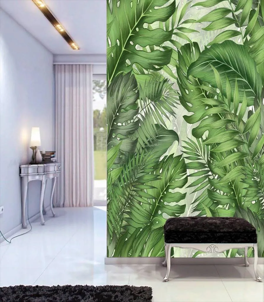 Фотообои в интерьере пальмовые листочки  10-764 фото