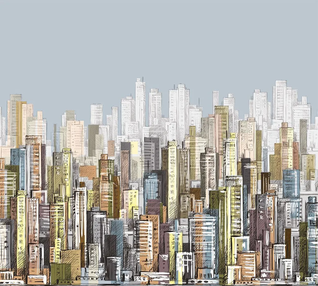 Фотообои в интерьере 3д рисунок город  9-1936 фото