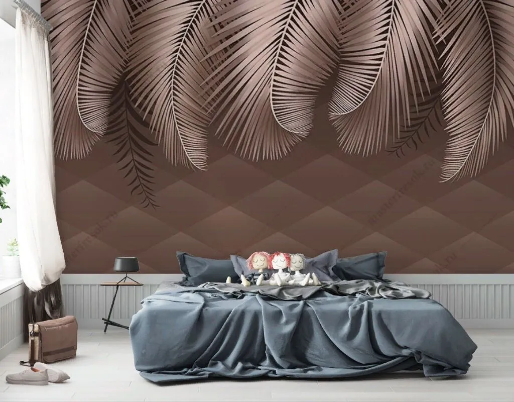 Фотообои в интерьере пальмовые ветви свисающие  9-1644 фото