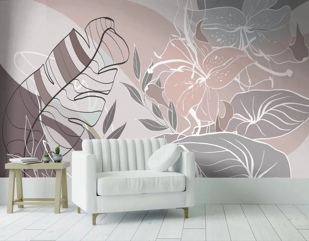 Фотообои в интерьере цветы абстракция  13-718 фото