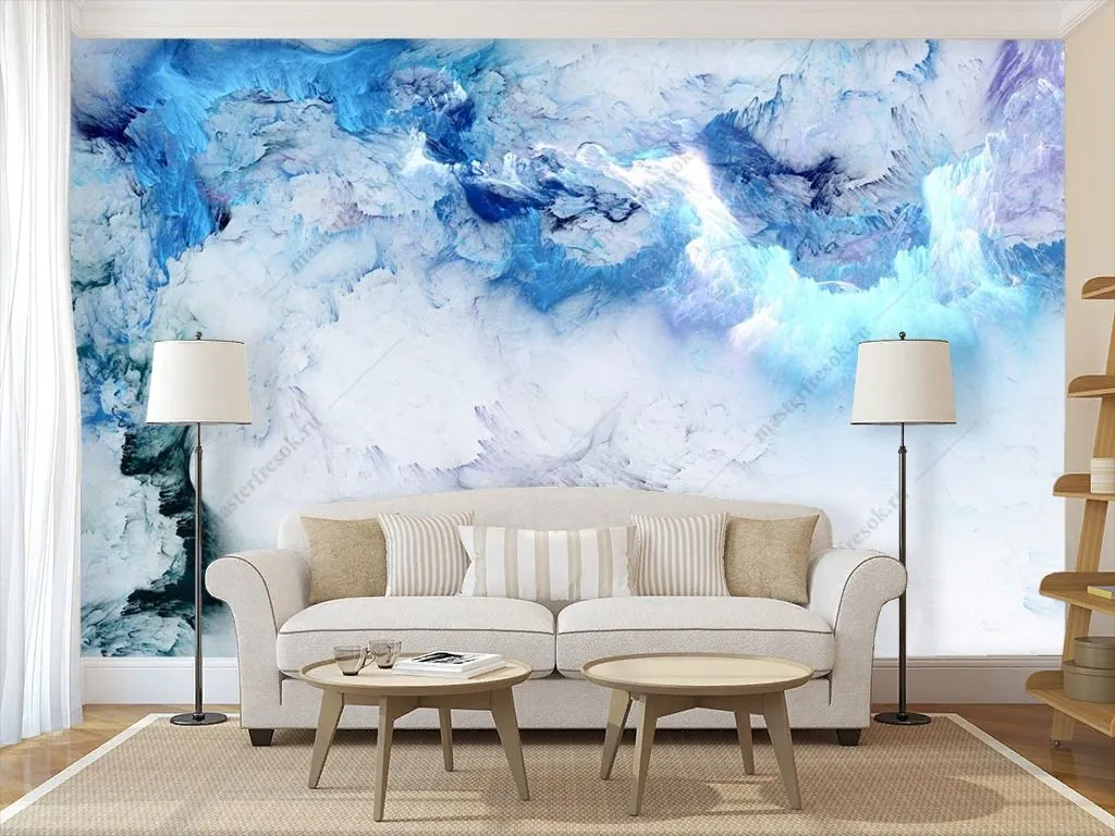 Фотообои в интерьере голубые чернила  9-1451 фото