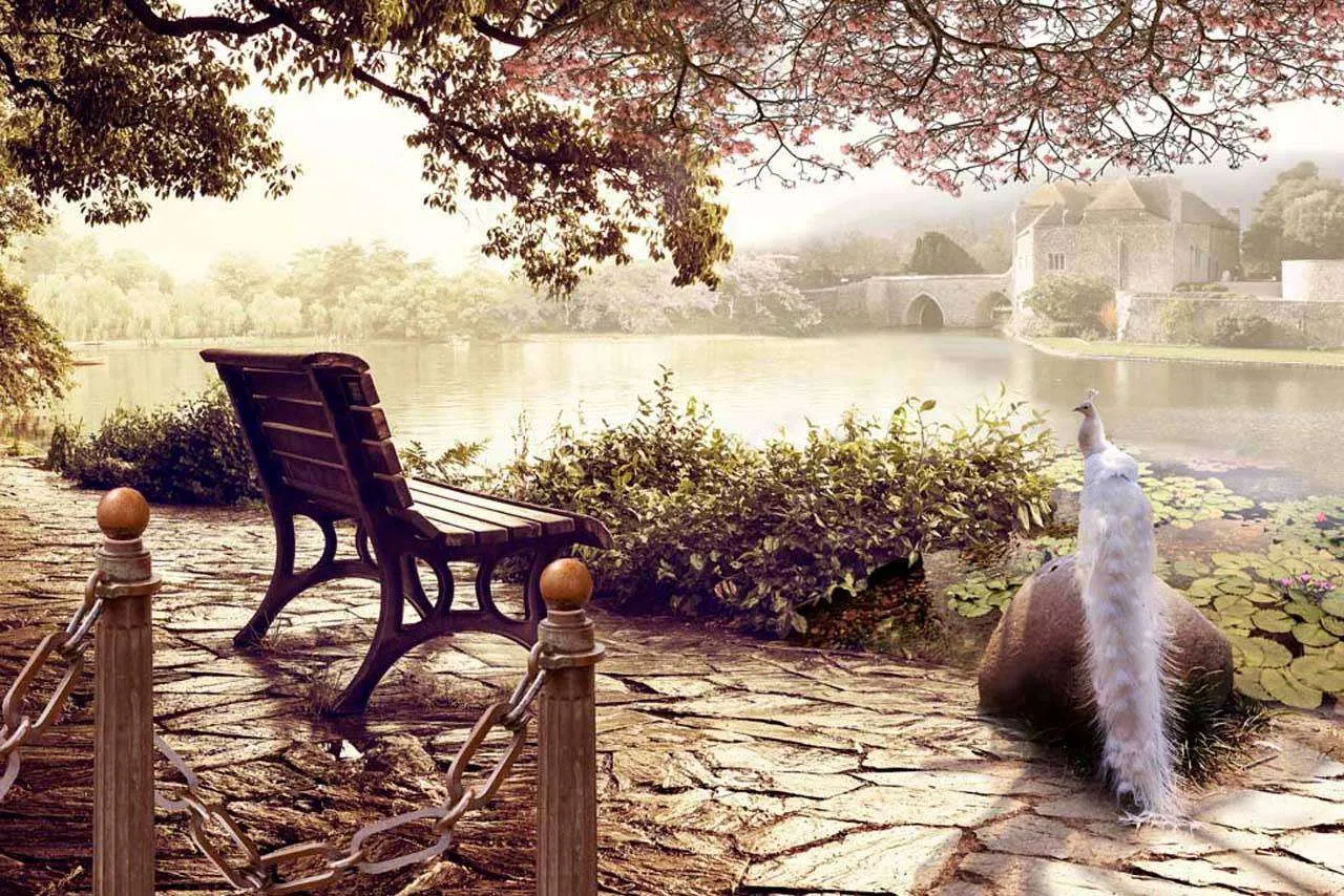 Фотообои в интерьере пространство у озера  7-123 фото