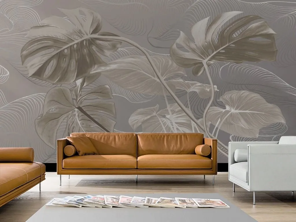 Фотообои в интерьере монстера 3д  13-720 фото